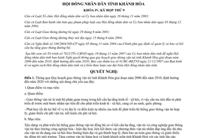 Nghị quyết 34/2007/NQ-HĐND quy hoạch giao thông vận tải Khánh Hòa 2006 đến 2010 định hướng 2020