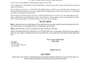 Quyết định 4081/2007/QD-UBND định mức kinh phí dự án khoa học Thanh Hóa