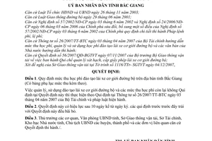 Quyết định 103/2007/QĐ-UBND quy định mức thu học phí đào tạo lái xe cơ giới đường bộ tỉnh Bắc Giang