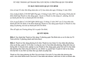 Quyết định 13/2007/QĐ-UBND thành lập Thanh tra Xây dựng 15 phường thuộc Tân Bình Hồ Chí Minh