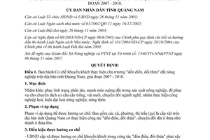 Quyết định 58/2007/QĐ-UBND về cơ chế thực hiện chủ trương dồn điền đổi thửa