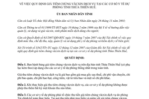 Quyết định 2878/QĐ-UBND giá tiêm chủng văcxin dịch vụ cơ sở y tế Thừa Thiên Huế