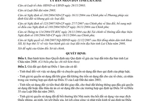 Quyết định 31/2007/QĐ-UBND giá các loại đất Lai Châu 2008