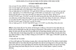 Quyết định 106/2007/QĐ-UBND mua sắm tài sản hàng hoá cơ quan bằng vốn nhà nước