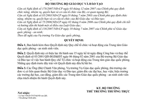 Quyết định 82/2007/QĐ-BGDĐT Quy chế Tổ chức hoạt động Trung tâm Giáo dục quốc phòng an ninh sinh viên