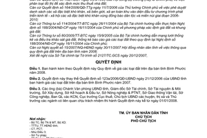 Quyết định 2656/QĐ-UBND giá đất tỉnh Bình Phước năm 2008