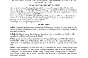 Quyết định 11/2007/QĐ-UBND thành lập thanh tra xây dựng huyện Cần Giờ thanh tra xây dựng xã thị trấn