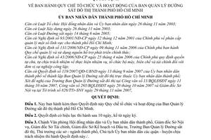 Quyết định 142/2007/QĐ-UBND quy chế tổ chức hoạt động Ban Quản lý đường sắt đô thị thành phố Hồ Chí Minh