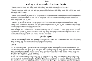 Quyết định 2378/QĐ-UBND huỷ bỏ quy định huy động đóng góp nhân dân Yên Bái