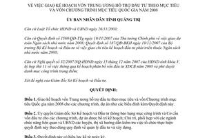 Quyết định 28/2007/QĐ-UBND giao vốn Trung ương hỗ trợ đầu tư Quảng Trị 2008