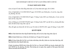 Quyết định 58/2007/QĐ-UBND Quy chế xử lý kỷ luật công chức cấp xã tỉnh Đắk Lắk