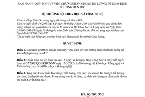 Quyết định 28/2007/QĐ-BKHCN Quy định chứng nhận chuẩn đo lường để kiểm định phương tiện đo