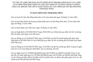 Quyết định 24/2007/QĐ-UBND tỷ lệ phần trăm phân chia khoản thu ngân sách các cấp địa phương Đắk Nông
