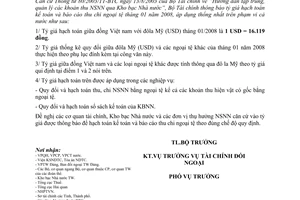 Thông báo 400/TB-BTC tỷ giá hạch toán ngoại tệ tháng 01/2008