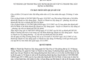 Quyết định 3775/QĐ-UBND thành lập thanh tra xây dựng quận Gò Vấp thanh tra xây dựng 16 phường