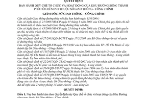 Quyết định 4798/QĐ-SGTCC Quy chế tổ chức hoạt động Khu Đường sông thành phố Hồ Chí Minh sở Giao thông Công chính