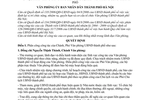 Quyết định 103/QĐ-VP phân công công tác chánh, phó văn phòng UBND thành phố Hà Nội