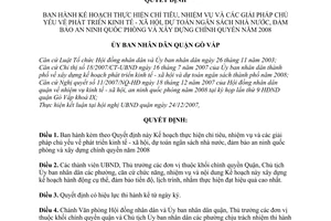Quyết định 03/2007/QĐ-UBND kế hoạch chỉ tiêu nhiệm vụ giải pháp phát triển kinh tế xã hội, dự toán ngân sách nhà nước xây dựng chính quyền năm 2008
