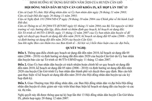 Nghị quyết 11/2007/NQ-HĐND điều chỉnh quy hoạch, kế hoạch sử dụng đất 05 năm (2006 - 2010) và định hướng sử dụng đất đến năm 2020 huyện Cần Giờ