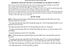 Nghị quyết 13/2007/NQ-HĐND tình hình thực hiện kế hoạch ngân sách năm 2007 và phương án phân bổ ngân sách năm 2008