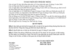 Quyết định 34/2007/QĐ-UBND giá tính thuế tài nguyên thông thường khai thác trên địa bàn tỉnh Sóc Trăng