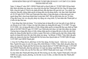 Thông báo 427/TB-UBND tạm dừng thực hiện khoản 12 điều 7 quy định cấp phép xây dựng công trình thành phố Hà Nội hướng dẫn Quyết định 79/2007/QĐ-UB