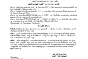 Quyết định 48/2007/QĐ-NHNN quy định thu phí dịch vụ thanh toán qua tổ chức cung ứng