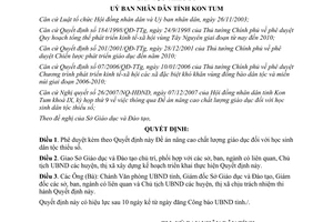 Quyết định 62/2007/QĐ-UBND Đề án nâng cao chất lượng giáo dục học sinh dân tộc thiểu Kon Tum