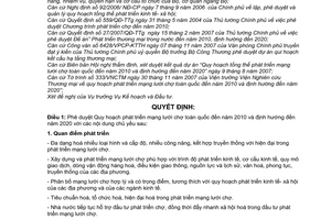 Quyết định 12/2007/QĐ-BCT phê duyệt quy hoạch tổng thể phát triển mạng lưới chợ trên phạm vi toàn quốc đến năm 2010 định hướng 2020