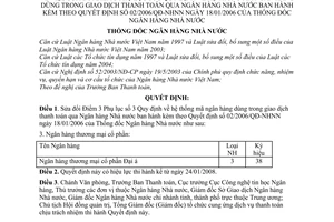 Quyết định 49/2007/QĐ-NHNN hệ thống mã ngân hàng giao dịch thanh toán qua Ngân hàng Nhà nước