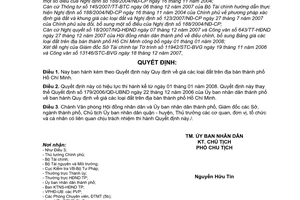 Quyết định 144/2007/QĐ-UBND quy định giá đất địa bàn thành phố Hồ Chí Minh