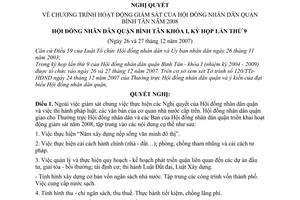 Nghị quyết 132/2007/NQ-HĐND chương trình hoạt động giám sát của Hội đồng nhân dân quận Bình Tân năm 2008 quận Bình Tân