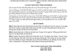 Quyết định 2921/2007/QĐ-UBND quản lý sử dụng tiền xử phạt vi phạm giao thông Ninh Bình