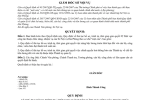 Quyết định 50/QĐ-SNV tục hồ sơ, trình tự thời gian giải quyết