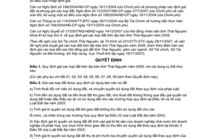 Quyết định 3033/2007/QĐ-UBND Quy định giá đất trên địa bàn tỉnh Thái Nguyên