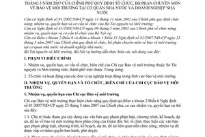 Thông tư liên tịch 12/2007/TTLT-BTNMT-BNV quy định tổ chức, bộ phận chuyên môn bảo vệ môi trường cơ quan nhà nước và doanh nghiệp nhà nước