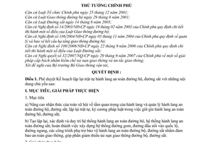 Quyết định 1856/QĐ-TTg phê duyệt kế hoạch lập lại trật tự hành lang an toàn đường bộ, đường sắt