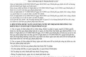 Thông tư liên tịch 158/2007/TTLT-BTC-BTP  hướng dẫn  quản lý và sử dụng kinh phí hỗ trợ cho công tác kiểm tra văn bản quy phạm pháp luật