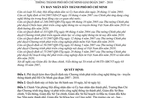 Quyết định 145/2007/QĐ-UBND phê duyệt Chương trình phát triển công nghệ thông tin truyền thông thành phố Hồ Chí Minh giai đoạn 2007-2010