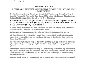 Thông tư liên tịch 10/2007/TTLT-BTP-BCA-BQP-BTC-VKSNDTC-TANDTC  hướng dẫn áp dụng một số quy định về trợ giúp pháp lý trong hoạt động tố tụng