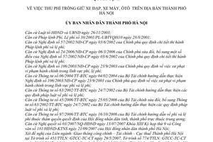 Quyết định 149/2007/QĐ-UBND thu phí trông giữ xe đạp máy, ôtô thành phố Hà Nội