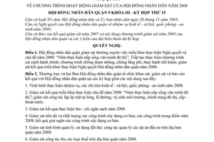 Nghị quyết 57/2007/NQ-HĐND chương trình hoạt động giám sát Hội đồng nhân dân năm 2008 quận 9