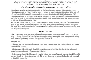 Nghị quyết 60/2007/NQ-HĐND quy hoạch phát triển mạng lưới các công trình giáo dục phổ thông trên địa bàn quận đến năm 2020