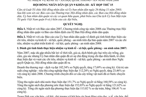 Nghị quyết 56/2007/NQ-HĐND nhiệm vụ kinh tế - xã hội, quốc phòng - an ninh năm 2008 quận 9