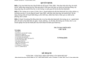 Quyết định 147/2007/QĐ-UBND Kế hoạch thực hiện chủ đề Năm 2008 Năm thực hiện nếp sống văn minh đô thị