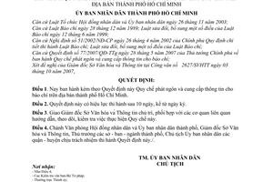 Quyết định 146/2007/QĐ-UBND Quy chế phát ngôn cung cấp thông tin báo chí thành phố Hồ Chí Minh