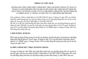 Thông tư liên tịch 06/2007/TTLT-BNV-BTC điều chỉnh mức trợ cấp hằng tháng từ 1/1/2008 đối với cán bộ xã đã nghỉ việc