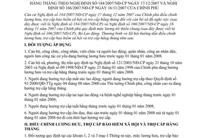 Thông tư 31/2007/TT-BLĐTBXH điều chỉnh lương hưu, trợ cấp bảo hiểm xã hội trợ cấp hằng tháng theo Nghị định 184/2007/NĐ-CP 166/2007/NĐ-CP