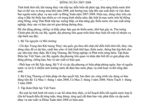 Chỉ thị 33/2007/CT-TTg biện pháp cấp bách điều hành hồ chứa nước thủy điện mùa khô đảm bảo nguồn nước phục vụ sản xuất vụ đông xuân 2007-2008