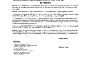 Quyết định 63/2007/QĐ-BGTVT Quy định vận chuyển hàng siêu trường, siêu trọng lưu hành xe bánh xích gây hư hại mặt đường, quá tải trọng giới hạn